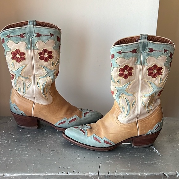 Montana Shoes - Vintage Bluebird Cowboy Cowgirl Western Boots
